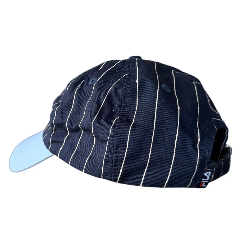 FILA x Bandier Womens Stripe Baseball‎ Cap Navy One Size Streetwear Blokette